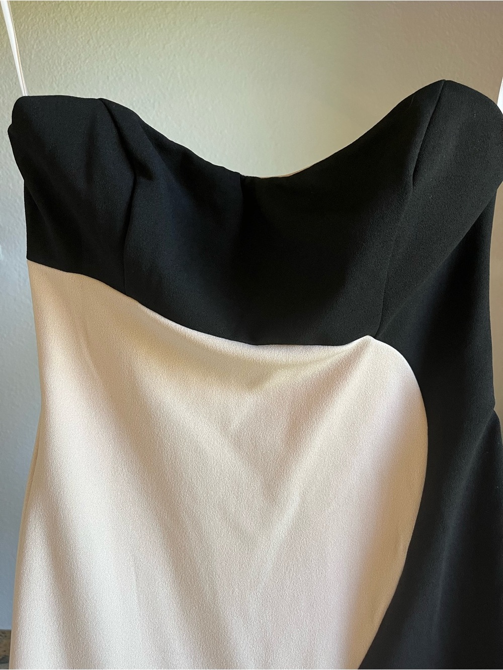 Strapless Black and Cream Colorblock Midi Dress, size 2/4